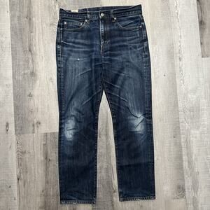 J. Crew 770 Dark Wash Raw Indigo Denim Mens Jeans Faded Distressed Fit 33"